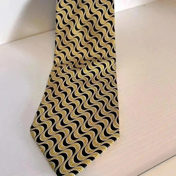 Fabio Fabio Silk Tie black gold football team colors - Picture 1 of 4